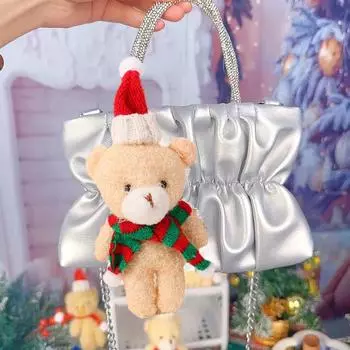 Рождественские украшения милый брелок кулон подарок домашняя вечеринка декоративный DIY плюшевый мишка шарф мини коричневый