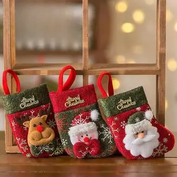 Рождественские украшения Мини Маленькие рождественские носки Современная простота Подвесные украшения Подарочный пакет Детский сад Креативный мешок для конфет