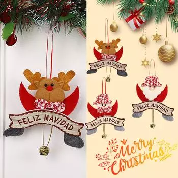 Рождественские украшения, мультяшные украшения в виде лося, колокольчики на елку, рождественские украшения One Size белый