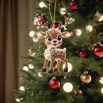 Рождественские украшения Мультяшный лось Рождественская елка подвесное украшение 2D Плоский акрил