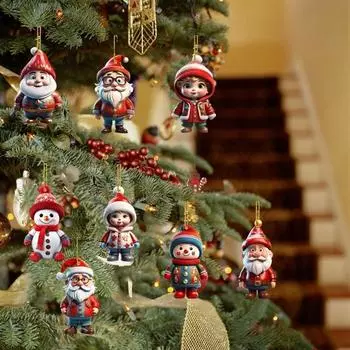 Рождественские украшения мультяшный снеговик/Санта елка подвесное украшение праздничный акриловый декор для Рождества G
