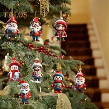 Рождественские украшения, мультяшный снеговик/Санта, подвесное украшение на рождественскую елку, праздничный акриловый декор на Рождество, День святого Валентина, зимние принадлежности для вечеринок G