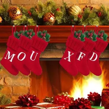 Рождественские украшения на елку Милые следы Рождественские чулки с монограммой