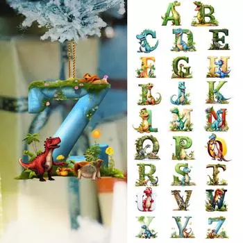 Рождественские украшения на елку Рождественский акриловый кулон в виде динозавра с 26 буквами One Size