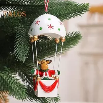 Рождественские украшения на воздушном шаре, Санта/Олень/Снеговик, статуя на воздушном шаре и парашюте, украшение для дерева на праздник Deer
