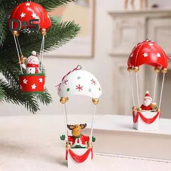 Рождественские украшения на воздушном шаре, Санта/Олень/Снеговик, статуя на воздушном шаре и парашюте, украшение для дерева на праздник Deer