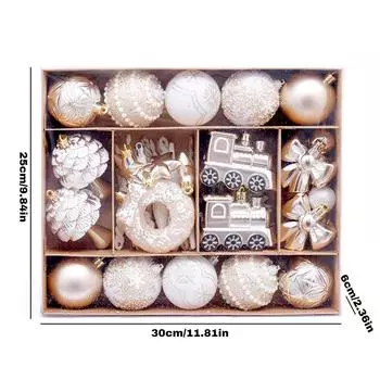 Рождественские украшения, Набор расписных рождественских шаров, Подвеска на елку, 45 шт., Украшения для рождественской елки One Size