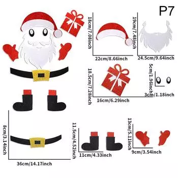 Рождественские украшения Наклейки на дверь Лось Рождественская елка Снеговик Мультфильм Фетровые наклейки на окна Рождественские украшения для дома Supplie