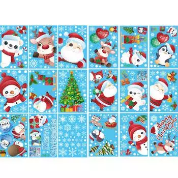 Рождественские украшения Наклейки на окна Рождественские подарки Украшения на окна Рождественские украшения на оконное стекло. One Size