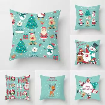 Рождественские украшения, наволочка с принтом Санта-Клауса для дома, гостиная, украшение дивана, квадратная наволочка из полиэстера 40X40CM