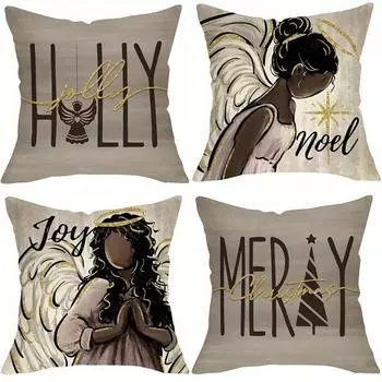 Рождественские украшения наволочка Счастливого Рождества Новогодний подарок Афроамериканский ангел наволочка для подушки для дома Чехол для дивана 40x40cm