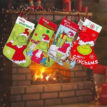 Рождественские украшения, носки, рождественские украшения, рождественские подарочные пакеты, рождественские подарочные пакеты, 4 шт. One Size белый