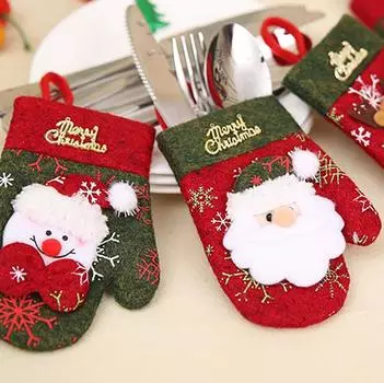Рождественские украшения Ножи Вилки Перчатки Сумка Держатель Главная Новогодняя вечеринка Столовые приборы Ужин Рождественская елка Подвесные украшения коричневый