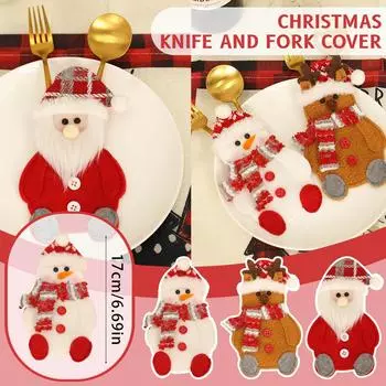 Рождественские украшения Обеденный стол Санта Снеговик Лось Наборы ножей и вилок Домашние столовые приборы Наборы нарядов One Size