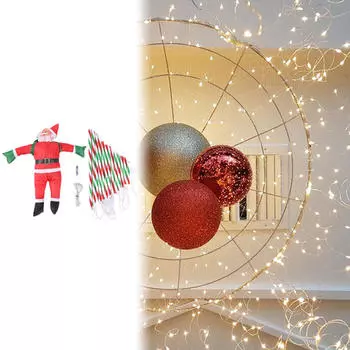 Рождественские украшения, огни, восхождение Санта-Клауса, светодиодная лампа 9,8 футов, рождественский декор для вечеринки white
