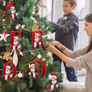 Рождественские украшения, персонализированные 26 букв имени слова елочные подвесные украшения Санта монограмма алфавит акриловый кулон для сумки елка декор J