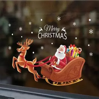 Рождественские украшения Пингвин сани мультфильм лось снеговик дверь наклейка окно стекло стена наклейка C