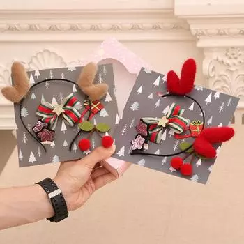 Рождественские украшения Подарочная коробка с повязкой на голову Рождественский подарочный набор Дети Подарок детям Подарок на событие antlers красный