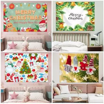 Рождественские украшения, подвесная ткань, праздничный гобелен, настенная ткань, прикроватная подвесная картина, скатерть 100x75cm