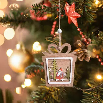 Рождественские украшения, подвесные 3D деревянные подвески для праздничного балкона Santa