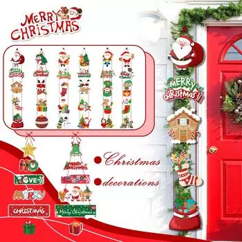 Рождественские украшения, подвесные украшения на дверь, рождественский декор, двойные рождественские баннеры для крыльца One Size
