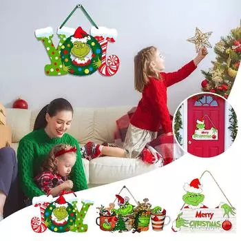 Рождественские украшения Подвесные вывески Дверной знак для праздничного декора Веселые рождественские тематические товары для вечеринок Двор Крыльцо Стена Окно Украшение детской комнаты One Size