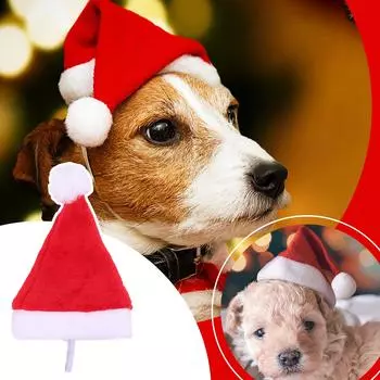 Рождественские украшения поставки Pet Рождественская шляпа Собака Маленькая шляпа Плюшевая шляпа Pet