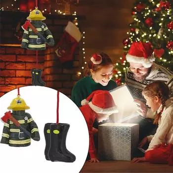 Рождественские украшения пожарного, подвеска из смолы для пожарного автомобиля для вечеринки у рождественской елки жёлтый/зелёный