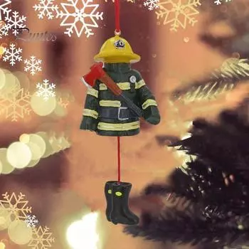 Рождественские украшения пожарного, подвеска из смолы для пожарного автомобиля, украшение для рождественской елки жёлтый/зелёный