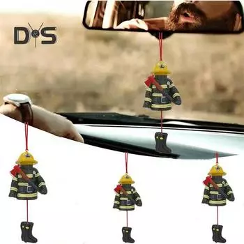 Рождественские украшения пожарного, подвеска из смолы для пожарного автомобиля, украшение для рождественской елки жёлтый/зелёный