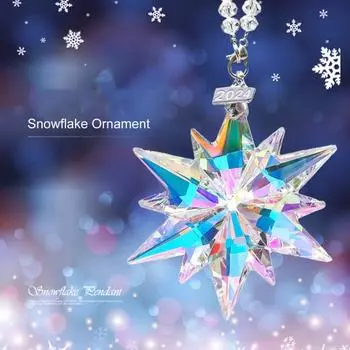 Рождественские украшения Прозрачные снежинки Искусственные хрустальные украшения Снежинка Ловец солнца Подвесные украшения Аксессуары для праздника чистый