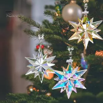Рождественские украшения Прозрачные снежинки Искусственные хрустальные украшения Снежинка Ловец солнца Подвесные украшения Аксессуары для праздничного украшения чистый