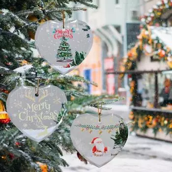 Рождественские украшения Прозрачный акриловый подвесной кулон в форме сердца Прочные зимние праздничные принадлежности для украшения дома на елку A
