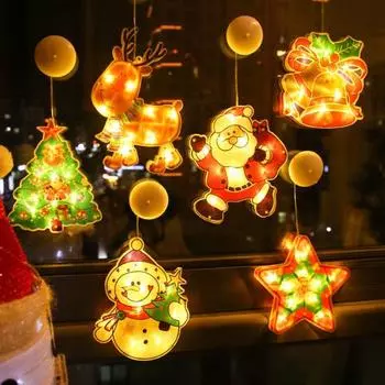 Рождественские украшения, яркие цвета, простота использования, красивая рождественская гирлянда на присоске, праздничный декор Christmas Tree