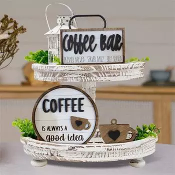 Рождественские украшения рабочего стола, кофейный столик, многоярусный поднос, украшения для дома, для помещений One Size