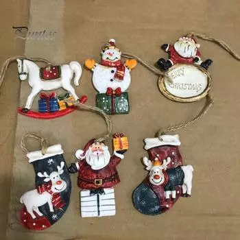 Рождественские украшения, раскрашенные в стиле ретро, красочные Санта-Клаус, Лось, Снеговик, подвески для украшения елки, подарки для детей