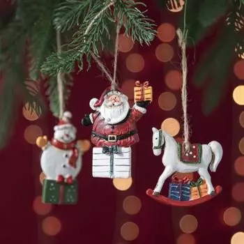 Рождественские украшения, раскрашенные в стиле ретро, красочные Санта-Клаус, Лось, Снеговик, подвески для украшения елки, подарки для детей F