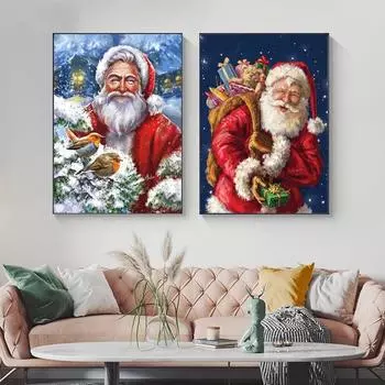 Рождественские украшения, разные Санта-Клаусы дарят рождественские подарки, художественное оформление стен 21cm30cm NoFrame