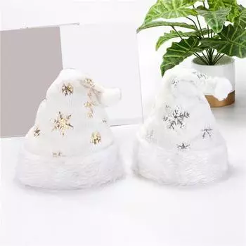 Рождественские украшения Реквизит Вышитая снежинка Плюшевая рождественская шапка золотой