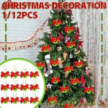 Рождественские украшения Рождественская елка Бант Любовь Плюшевый шар Подвесное украшение Рождественская атмосфера One Size зелёный