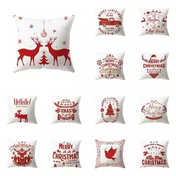Рождественские украшения Рождественская тема Печатный узор Чехлы для подушек Домашняя гостиная Украшение дивана Подушка Наволочка 40X40CM