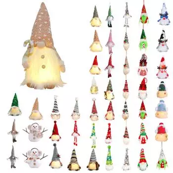 Рождественские украшения Рождественские блестки с огнями Кукла Рудольф Рождественская светящаяся безликая кукла-гном Украшения One Size