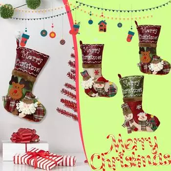 Рождественские украшения Рождественские елочные украшения Рождественские носки Подарочные пакеты Рождественские пакеты Конфетные пакеты One Size армия зеленый