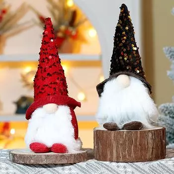 Рождественские украшения Рождественские светящиеся кукольные украшения Рождественские кукольные украшения с пайетками Детские подарки One Size чёрный