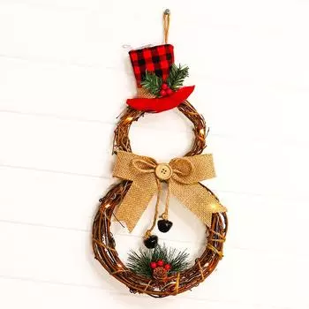 Рождественские украшения Рождественский венок Подвеска Домашние украшения Светодиодные фонари Веревочные двери для подвешивания Рождественские кольца из ротанга Ротанг triangle