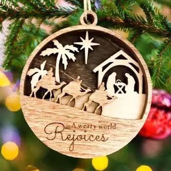 Рождественские украшения Рождественский вертеп Деревянные подвесные украшения Религиозные христианские подарки для женщин и мужчин