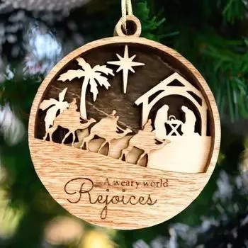 Рождественские украшения Рождественский вертеп Деревянные подвесные украшения Религиозные христианские подарки для женщин и мужчин