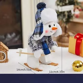 Рождественские украшения с фигуркой снеговика на лыжах из синей клетчатой ткани, идеально подходят в качестве подарка на День святого Валентина. Male