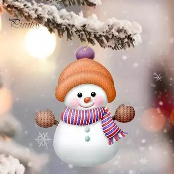 Рождественские украшения с именами, персонализированные семейные снеговики, подвесные украшения для рождественской елки, акриловый кулон в виде снеговика красный