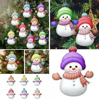 Рождественские украшения с именами, персонализированные семейные снеговики, подвесные украшения для рождественской елки, акриловый кулон в виде снеговика красный